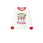 Family Christmas White Pajamas Set With Classic Xmas Pattern Print