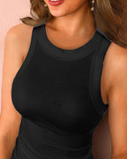 O-Neck Sleeveless Basic Slim Fit Skinny Tank Casual Top(Without Pads)