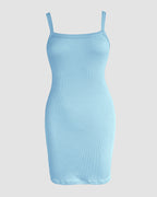 Bandeau Spaghetti Strap Sleevless Mini Dress Casual Slim Fit Bodycon Dress