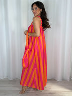 Striped Cotton Maxi Dress With Bag (4 Colours)