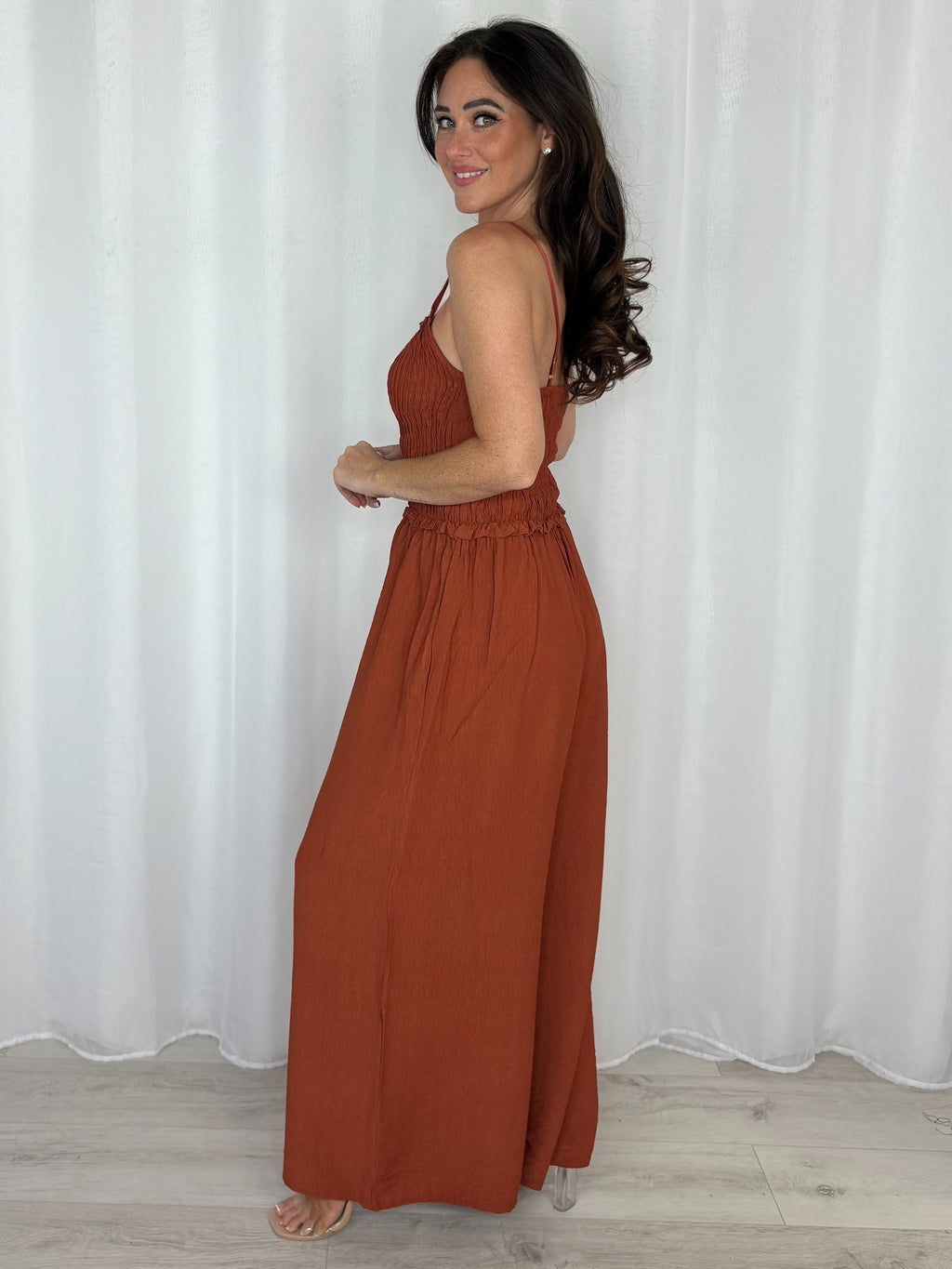 Smocked Wide Leg Jumpsuit (4 Colours)
