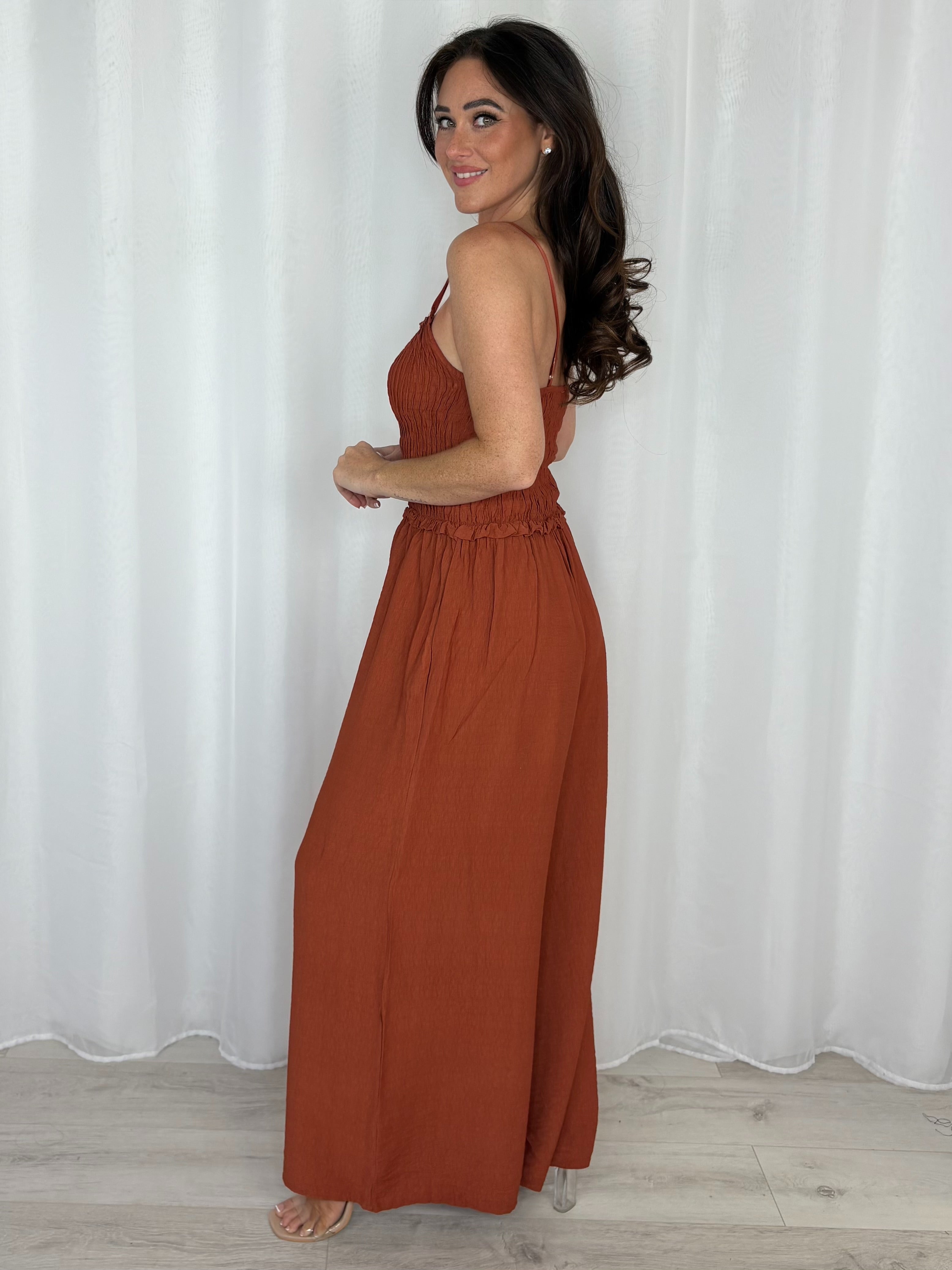 Smocked Wide Leg Jumpsuit (4 Colours)