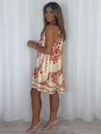 Rose Halter Neck Swing Dress