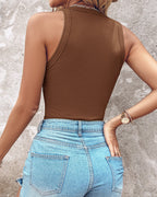 O-Neck Sleeveless Basic Slim Fit Skinny Tank Casual Top(Without Pads)