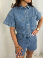 Denim Double Pocket Playsuit