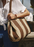 Striped Straw Tote