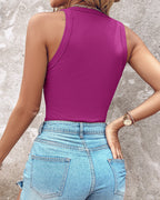 O-Neck Sleeveless Basic Slim Fit Skinny Tank Casual Top(Without Pads)
