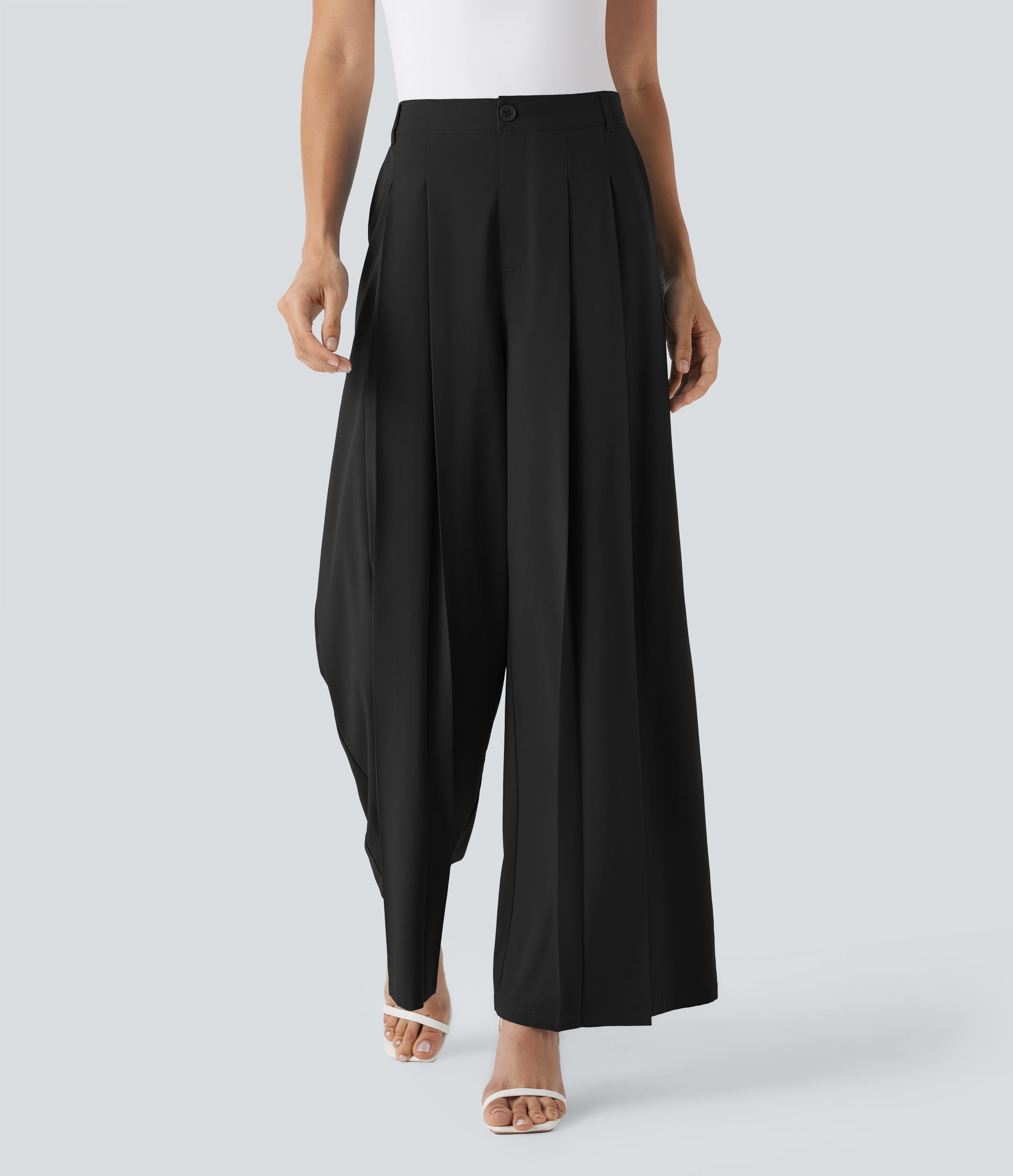 BreezefulTM Mid Rise Wide Leg Quick Dry Work Pants with Pockets