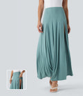 High Waisted Draped 2-in-1 Maxi Casual Skirt