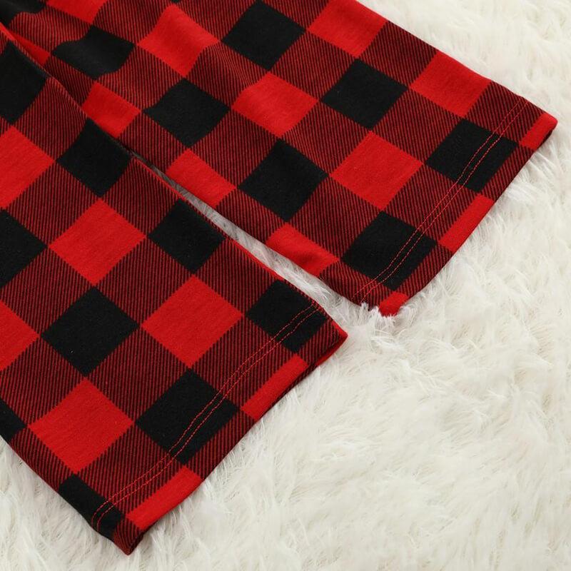 "We are Family 2025 Christmas Make Memories Together" Slogan Print Black & Red Plaid Family Matching Black Pajamas