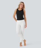 Round-Neck Racerback Ruched Built-in Bra Cool Touch Yoga Tank Top