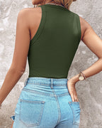 O-Neck Sleeveless Basic Slim Fit Skinny Tank Casual Top(Without Pads)