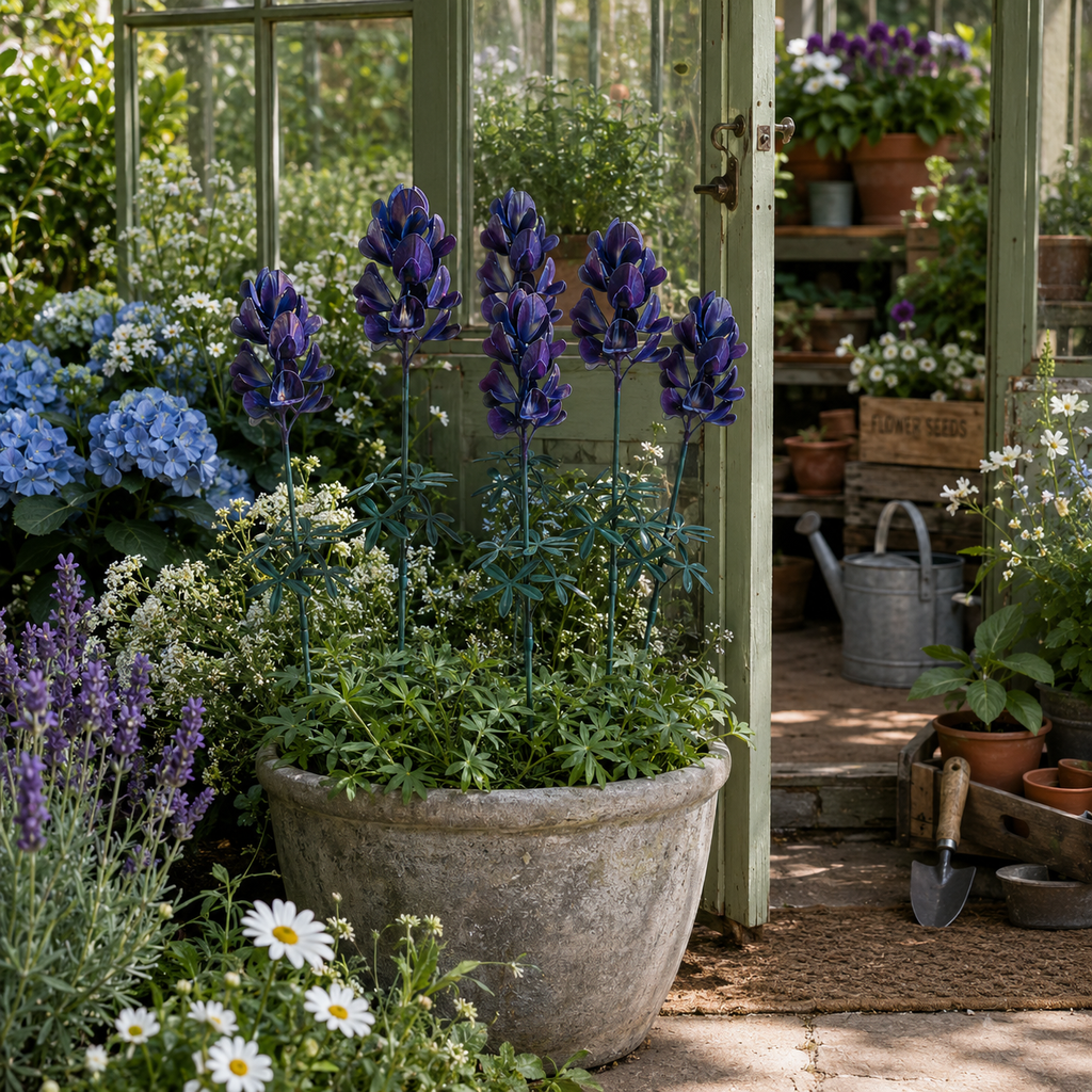 Blue Lupine Metal Garden Stake