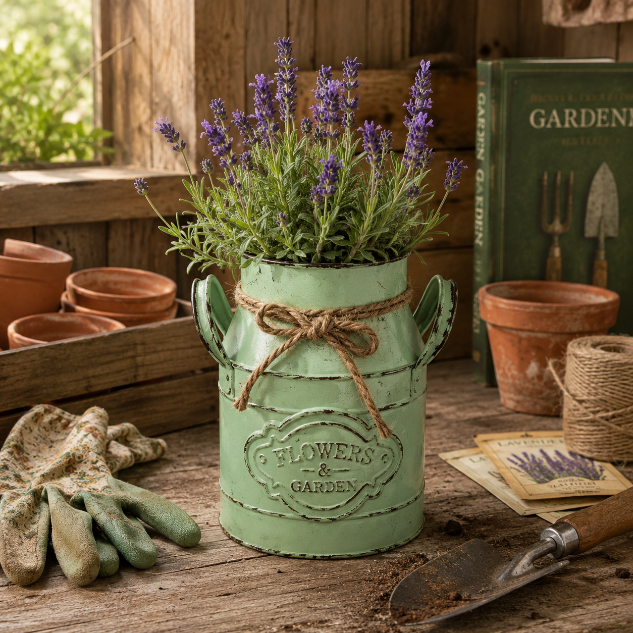 Rustic Metal Flower Pot Planter – Vintage Farmhouse Decorative Plant Bucket