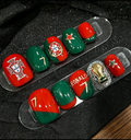 🏆⚽🔥World Cup Portugal Team Nail Art: Short, Medium, and Long Styles—Cristiano Ronaldo Red and Green Hand-Painted Soccer Match Team Nails