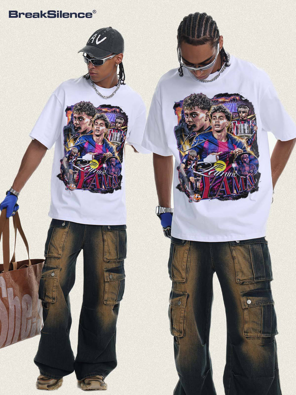 🏆⚽🔥2026 New Yamal Soccer T-Shirt: INS High-Street Print, Heavyweight 300g All-Cotton, Dropped-Shoulder, Loose-Fit Top
