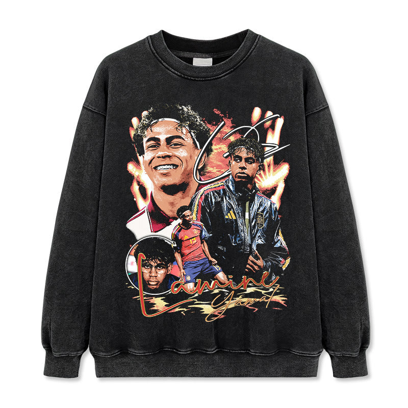🏆⚽🔥2026 New Yamal Print 260g Heavyweight 100% Cotton Relaxed-Fit Streetwear T-Shirt, Long-Sleeve Hoodie