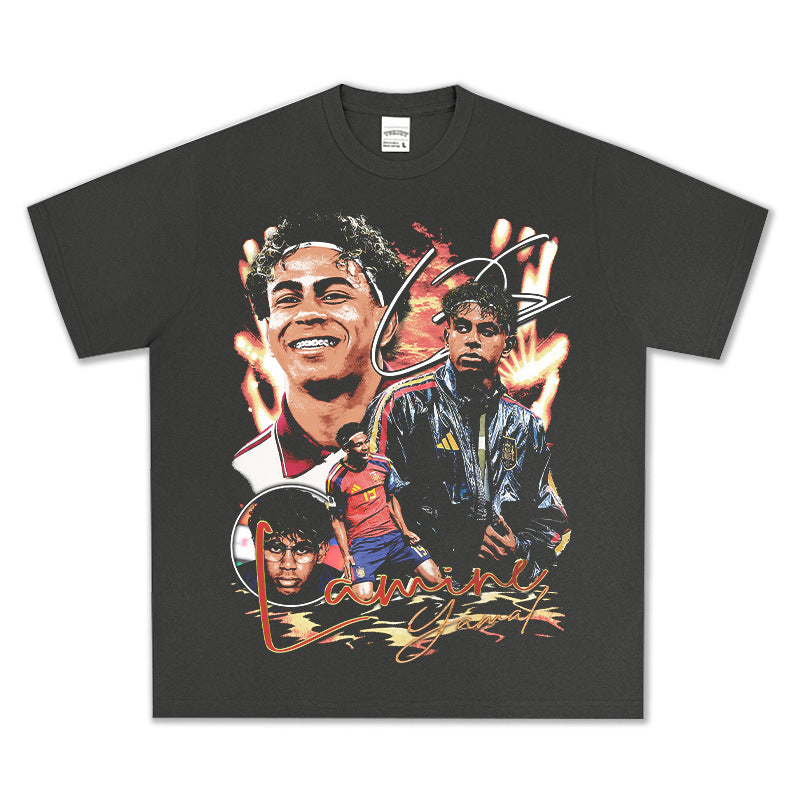 🏆⚽🔥2026 New Yamal Print 260g Heavyweight 100% Cotton Relaxed-Fit Streetwear T-Shirt, Long-Sleeve Hoodie
