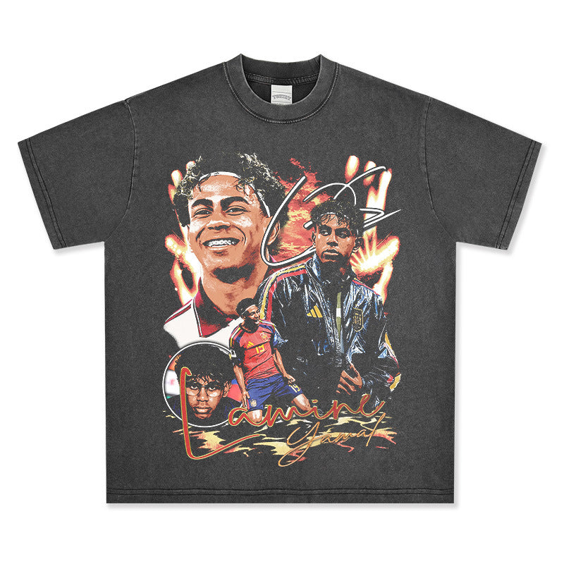 🏆⚽🔥2026 New Yamal Print 260g Heavyweight 100% Cotton Relaxed-Fit Streetwear T-Shirt, Long-Sleeve Hoodie