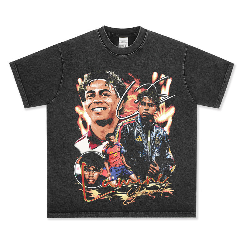 🏆⚽🔥2026 New Yamal Print 260g Heavyweight 100% Cotton Relaxed-Fit Streetwear T-Shirt, Long-Sleeve Hoodie