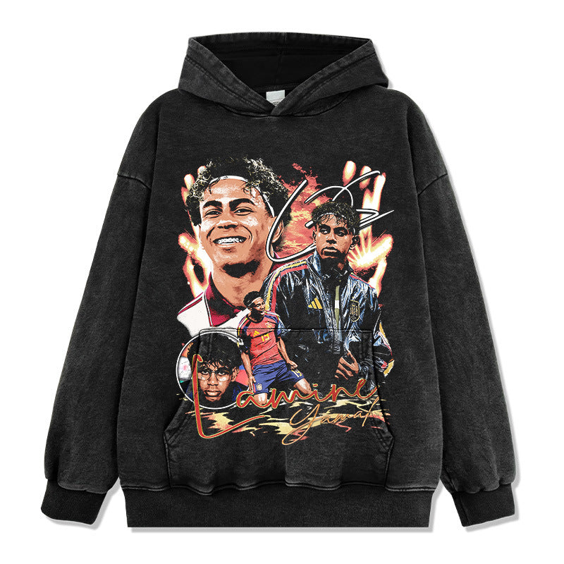 🏆⚽🔥2026 New Yamal Print 260g Heavyweight 100% Cotton Relaxed-Fit Streetwear T-Shirt, Long-Sleeve Hoodie
