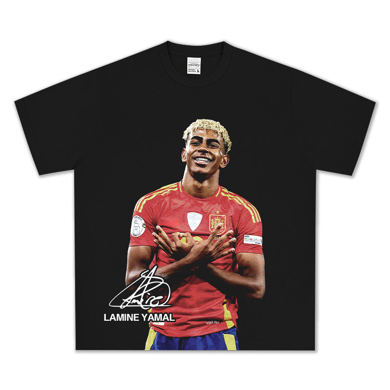 🏆⚽🔥2026 New Yamal Printed, Washed, Distressed Heavyweight 100% Cotton Long-Sleeve T-Shirt
