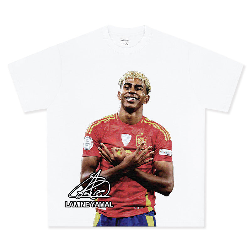 🏆⚽🔥2026 New Yamal Printed, Washed, Distressed Heavyweight 100% Cotton Long-Sleeve T-Shirt