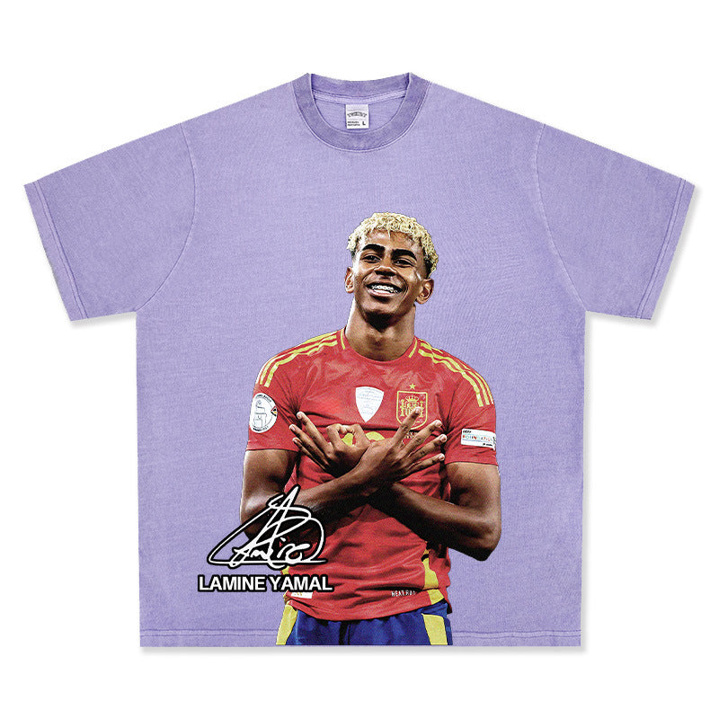 🏆⚽🔥2026 New Yamal Printed, Washed, Distressed Heavyweight 100% Cotton Long-Sleeve T-Shirt