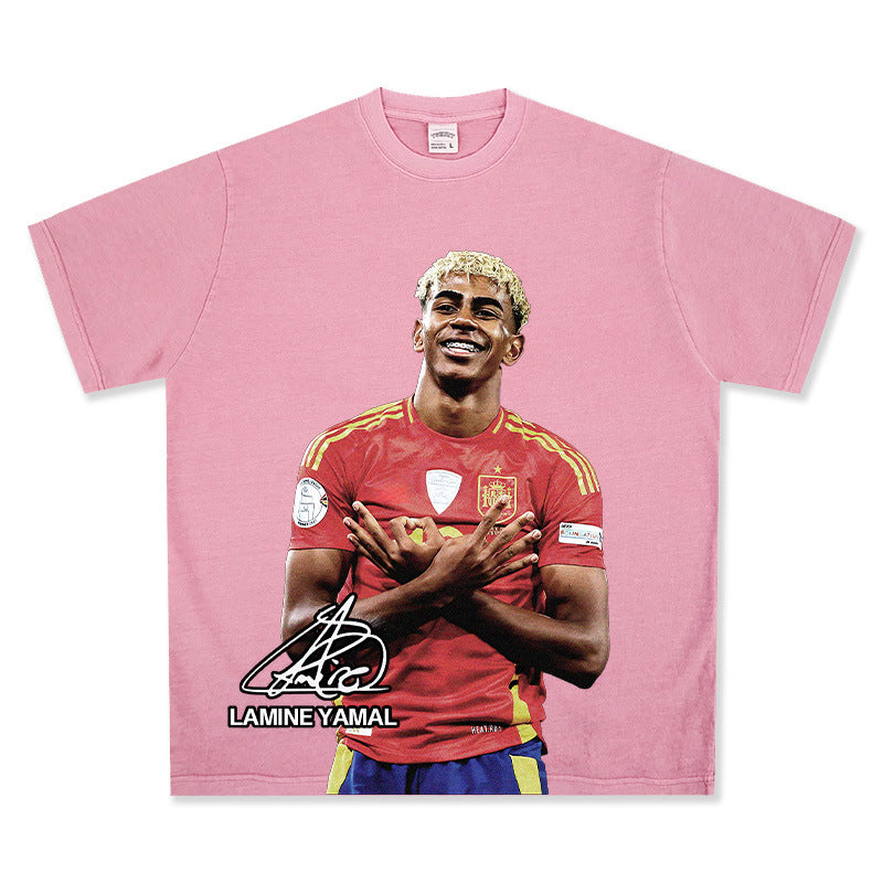 🏆⚽🔥2026 New Yamal Printed, Washed, Distressed Heavyweight 100% Cotton Long-Sleeve T-Shirt
