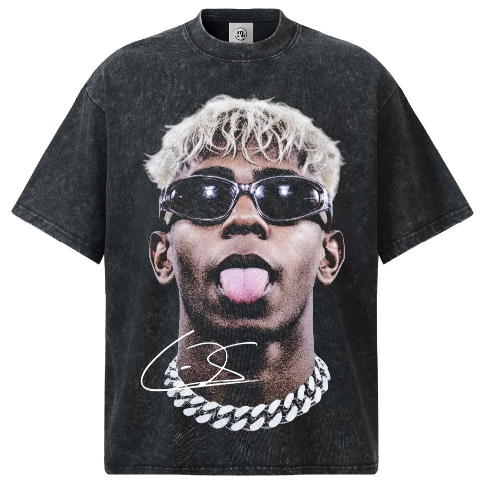 🏆⚽🔥2026 New Yamal Portrait Print Washed, Distressed Streetwear Retro T-Shirt