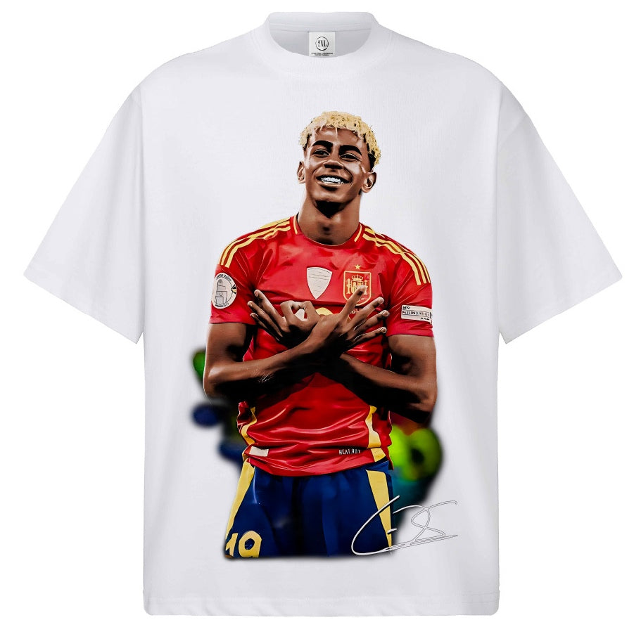 🏆⚽🔥2026 New Yamal Printed Distressed Vintage-Style Small-Collar 100% Cotton T-Shirt