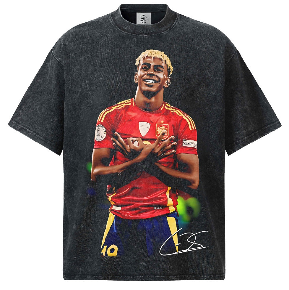 🏆⚽🔥2026 New Yamal Printed Distressed Vintage-Style Small-Collar 100% Cotton T-Shirt