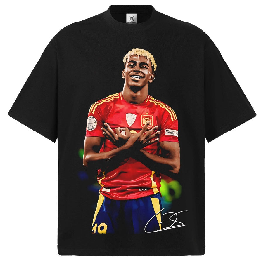 🏆⚽🔥2026 New Yamal Printed Distressed Vintage-Style Small-Collar 100% Cotton T-Shirt