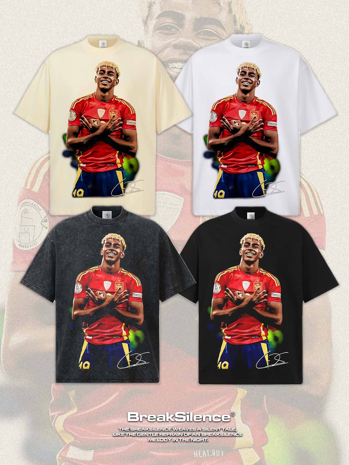 🏆⚽🔥2026 New Yamal Printed Distressed Vintage-Style Small-Collar 100% Cotton T-Shirt