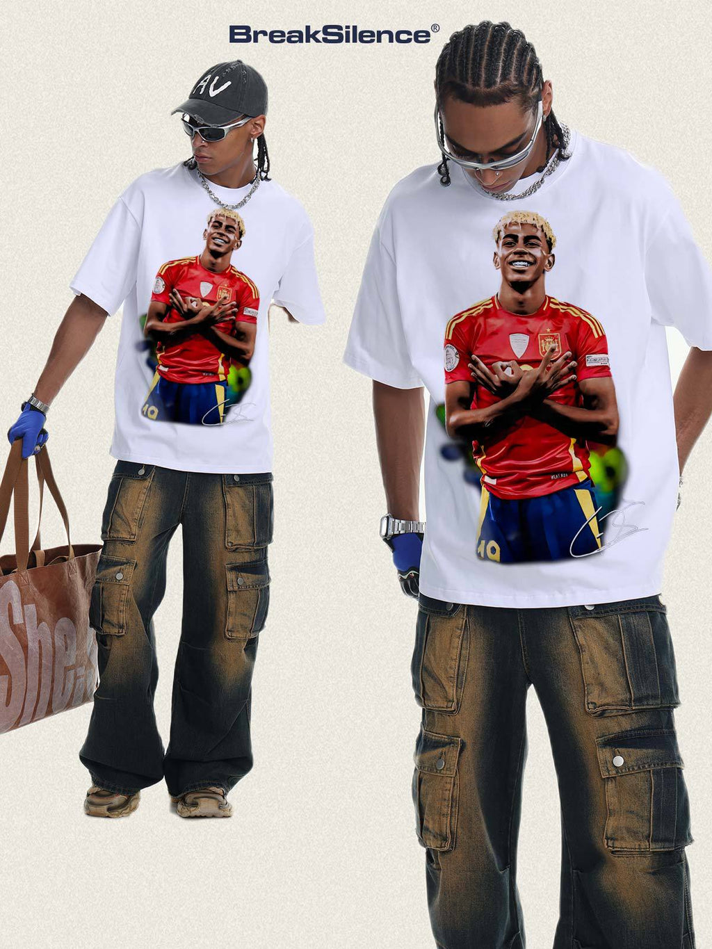🏆⚽🔥2026 New Yamal Printed Distressed Vintage-Style Small-Collar 100% Cotton T-Shirt