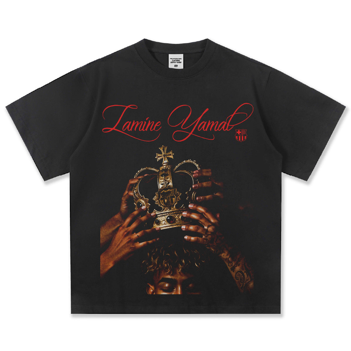 🏆⚽🔥2026 New Yamal “Coronation” Vintage-Wash Heavyweight 100% Cotton T-Shirt