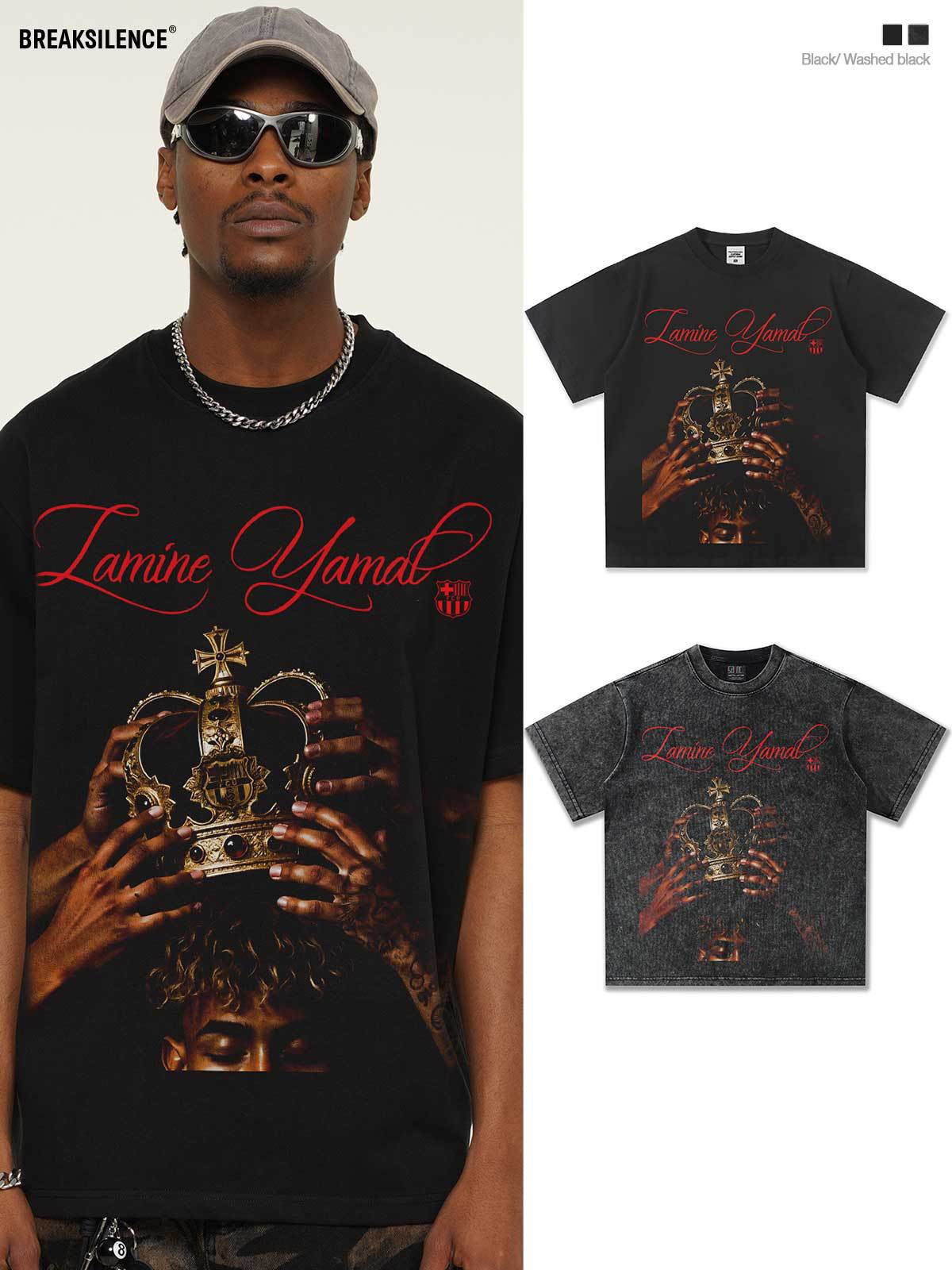 🏆⚽🔥2026 New Yamal “Coronation” Vintage-Wash Heavyweight 100% Cotton T-Shirt