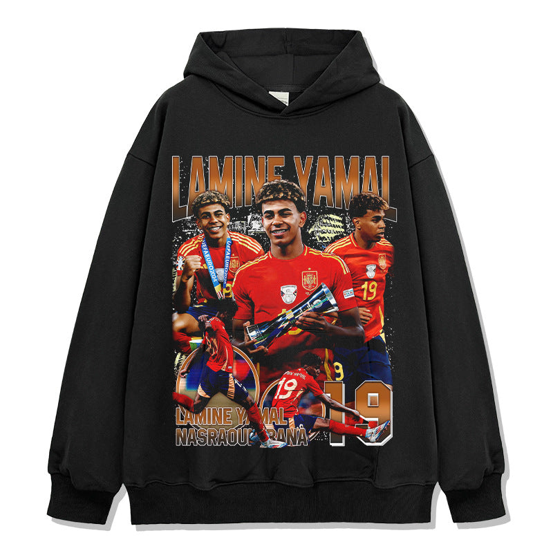 🏆⚽🔥2026 New Yamal Printed High-Street Washed Heavyweight 100% Cotton T-Shirts, Sweatshirts, and Hoodies