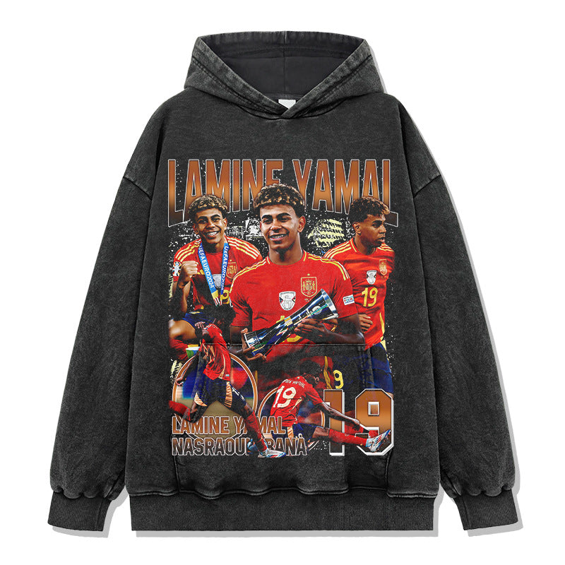 🏆⚽🔥2026 New Yamal Printed High-Street Washed Heavyweight 100% Cotton T-Shirts, Sweatshirts, and Hoodies