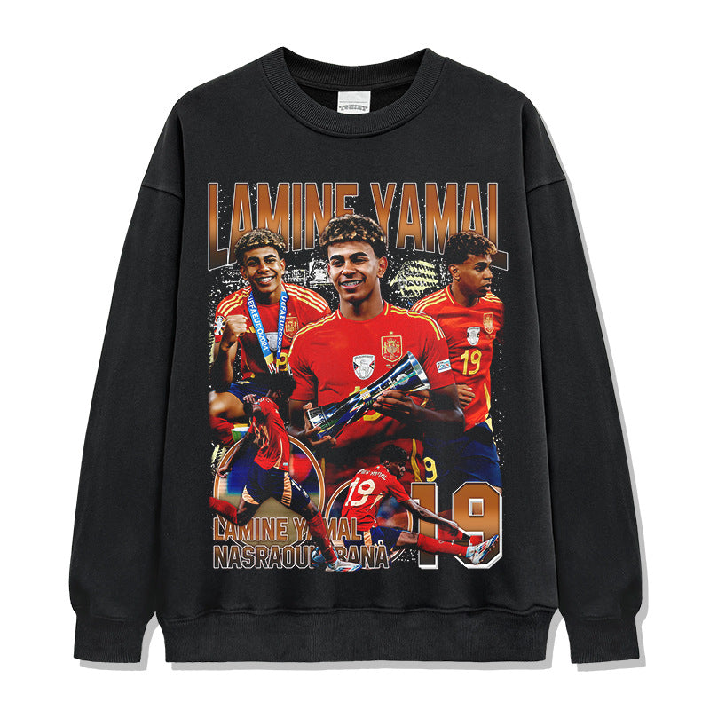 🏆⚽🔥2026 New Yamal Printed High-Street Washed Heavyweight 100% Cotton T-Shirts, Sweatshirts, and Hoodies