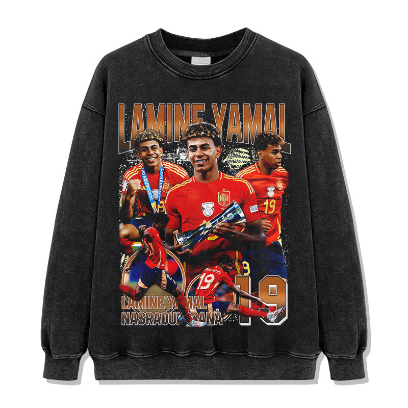 🏆⚽🔥2026 New Yamal Printed High-Street Washed Heavyweight 100% Cotton T-Shirts, Sweatshirts, and Hoodies