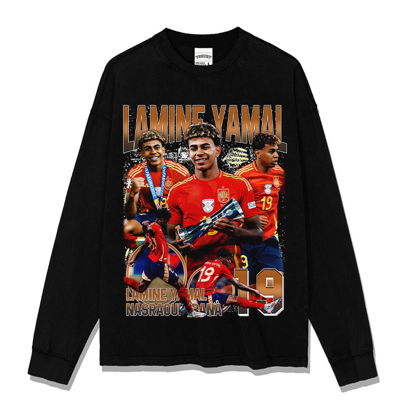🏆⚽🔥2026 New Yamal Printed High-Street Washed Heavyweight 100% Cotton T-Shirts, Sweatshirts, and Hoodies