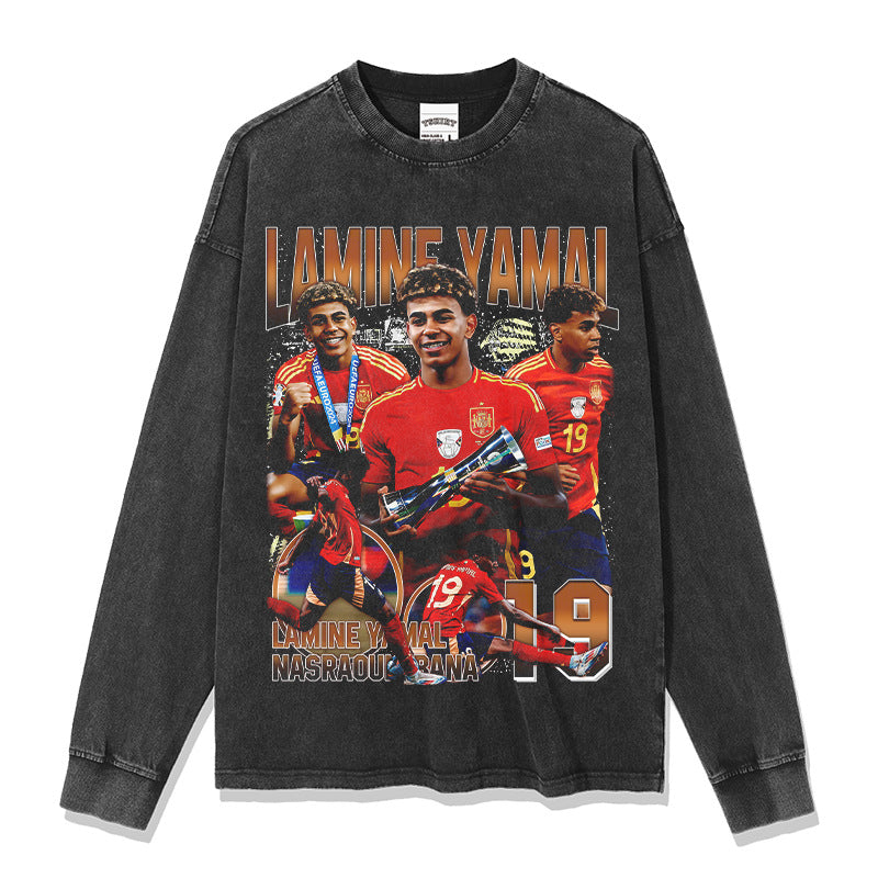 🏆⚽🔥2026 New Yamal Printed High-Street Washed Heavyweight 100% Cotton T-Shirts, Sweatshirts, and Hoodies