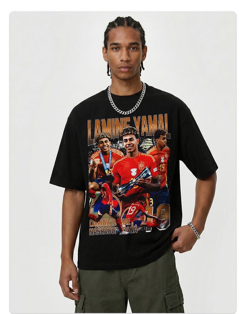 🏆⚽🔥2026 New Yamal Printed High-Street Washed Heavyweight 100% Cotton T-Shirts, Sweatshirts, and Hoodies