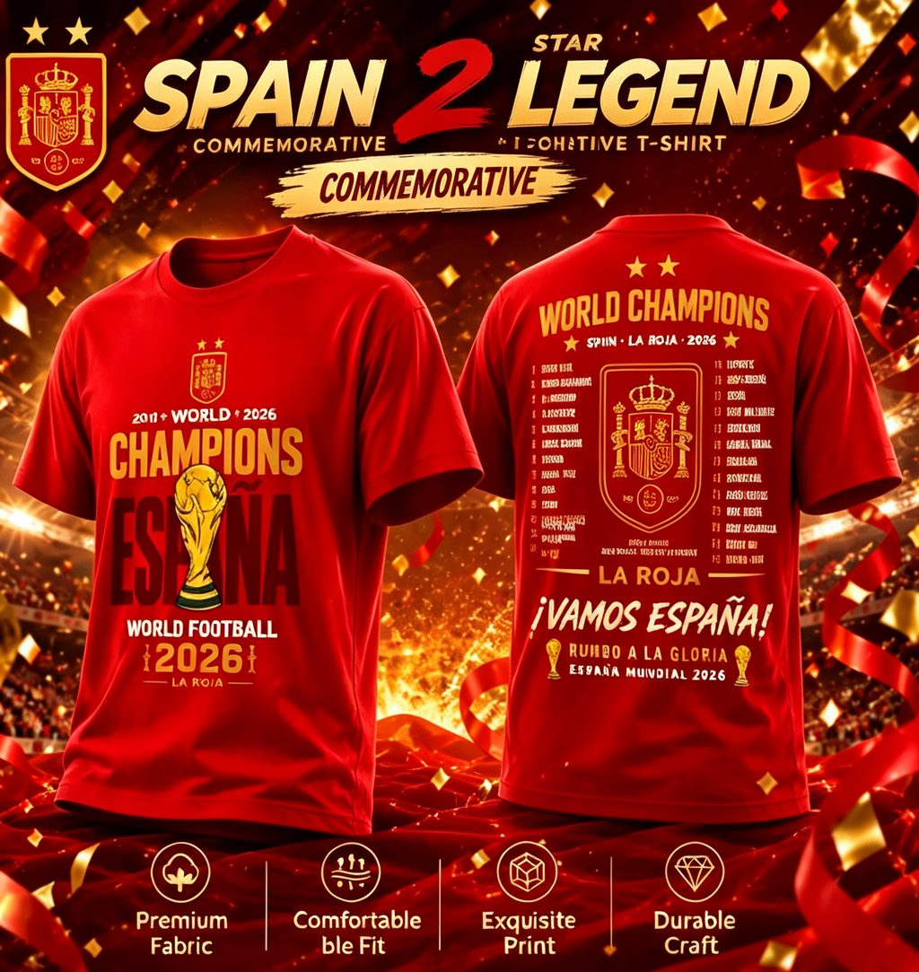 🏆⚽🔥 2026 World Cup: Spain Wins the Championship—Official Commemorative 100% Cotton Soccer T-Shirt