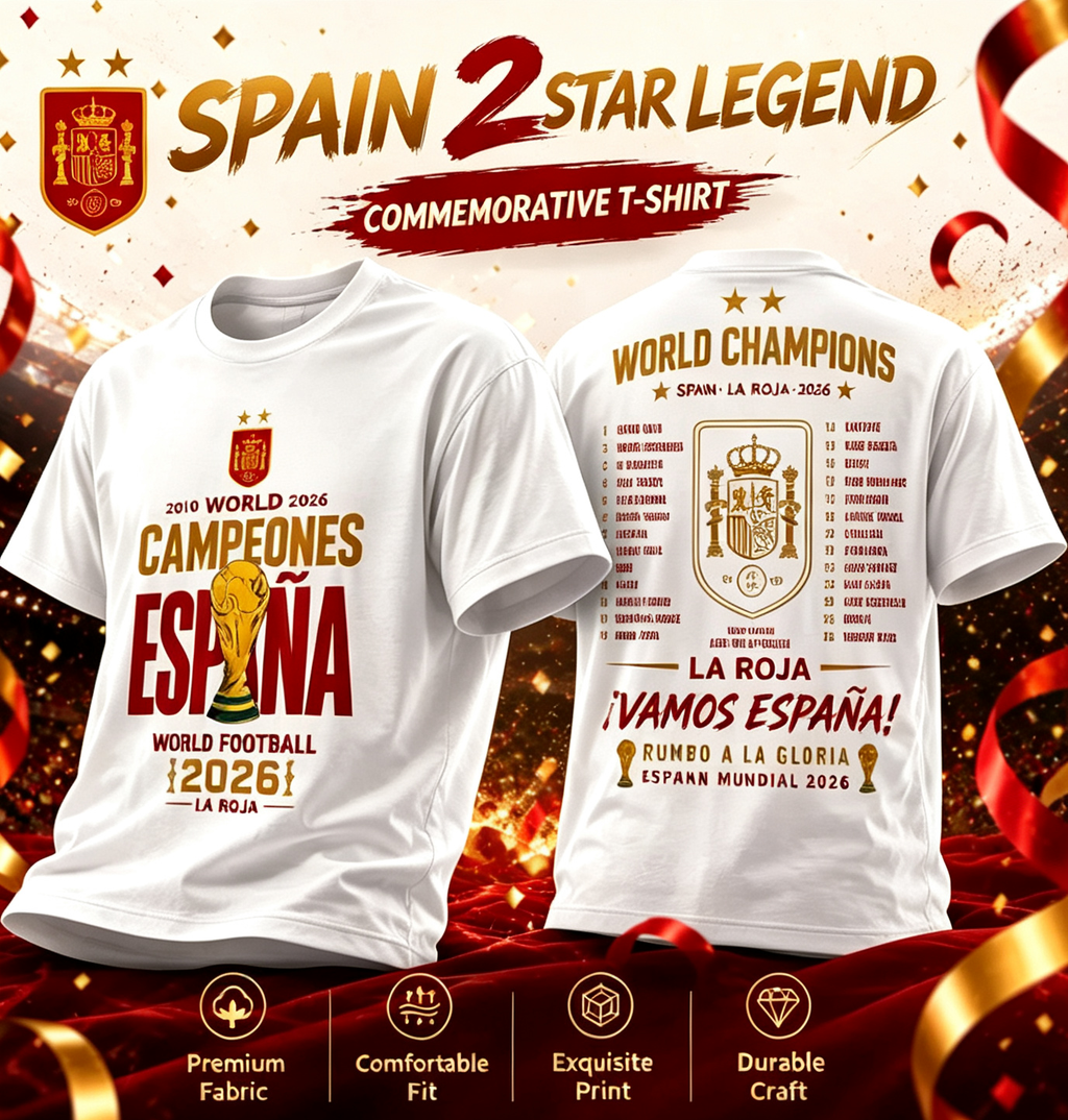 🏆⚽🔥 2026 World Cup: Spain Wins the Championship—Official Commemorative 100% Cotton Soccer T-Shirt