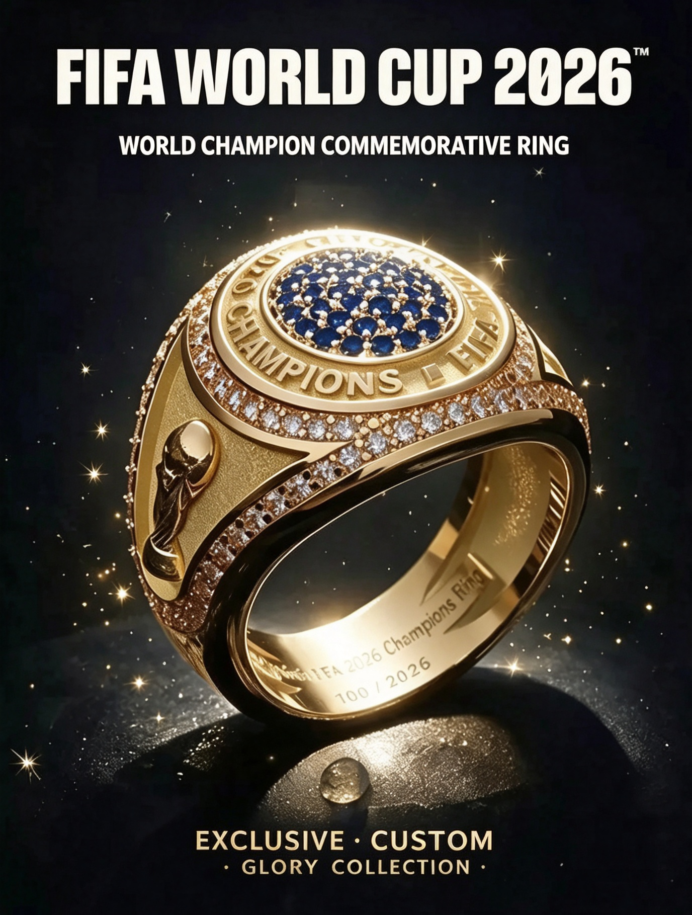 🏆⚽🔥 Crafted from copper alloy, the first-ever commemorative World Cup championship ring, featuring exquisite craftsmanship—a must-have collectible for soccer fans