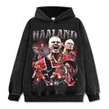 Manchester City Haaland Print Washed Vintage Hoodie