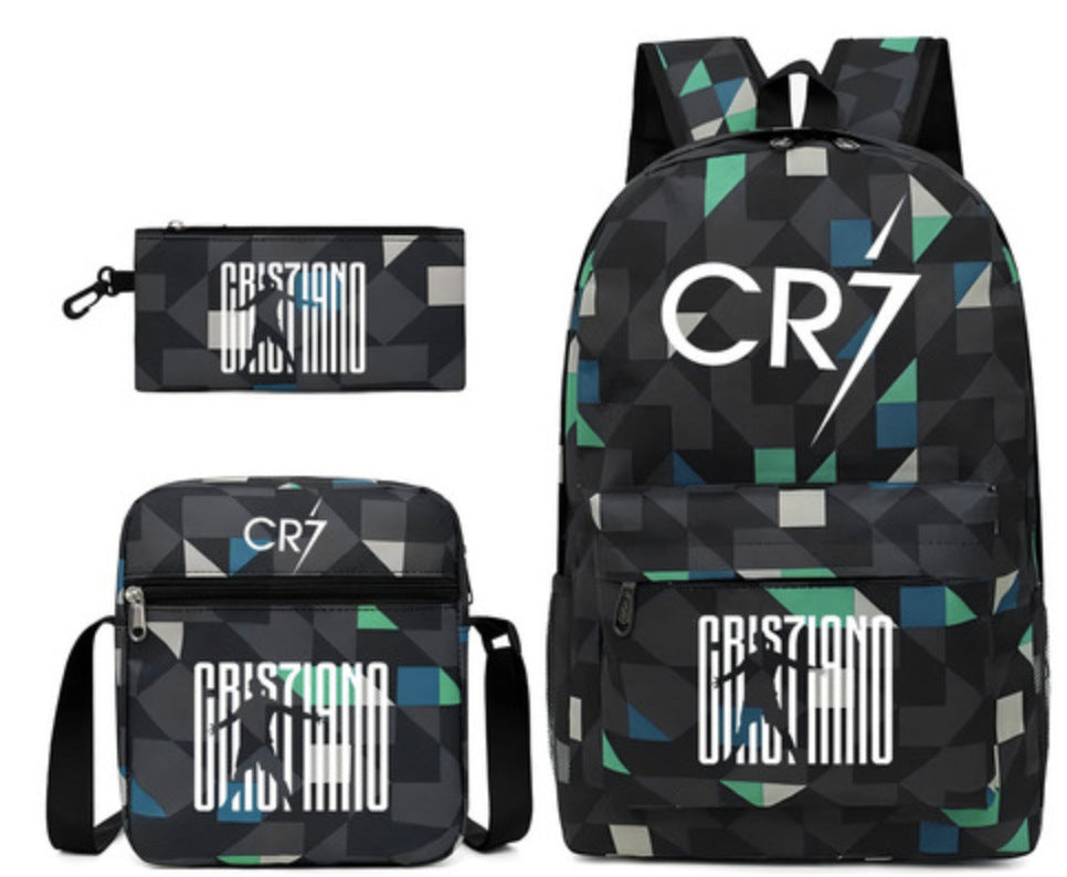 2026 New CR7 Soccer Youth Student Backpack 3-Piece Set