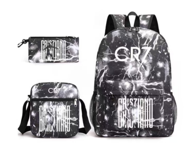 2026 New CR7 Soccer Youth Student Backpack 3-Piece Set